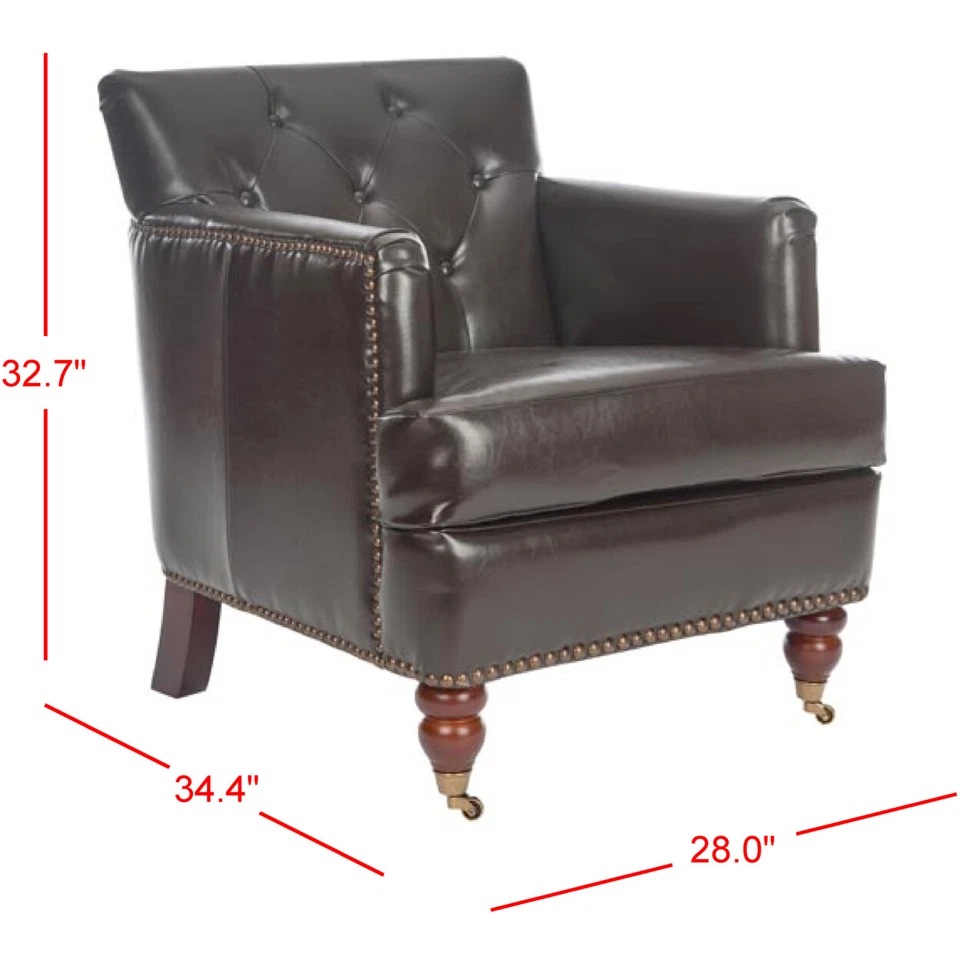 Silla Club SAFAVIEH Colin Tufted | Marrón/Cuero | Foto 4 de 4