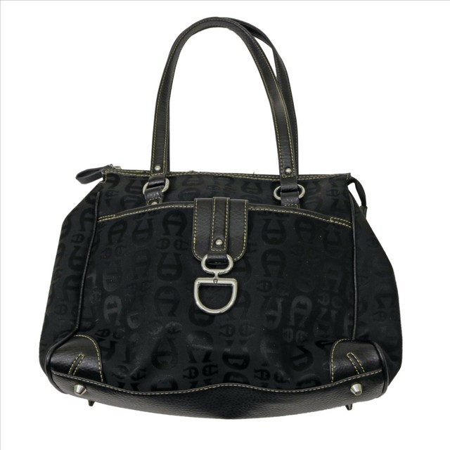 Etienne Aigner Black on Black Logo Handbag Purse B049 eBay