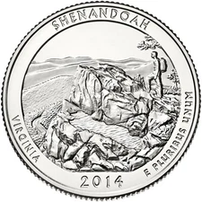 2014 P Shenandoah Park Quarter. ATB Series Uncirculated From US Mint roll.