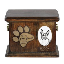 Boston Terrier Urn With Ceramic Plate Art-Dog