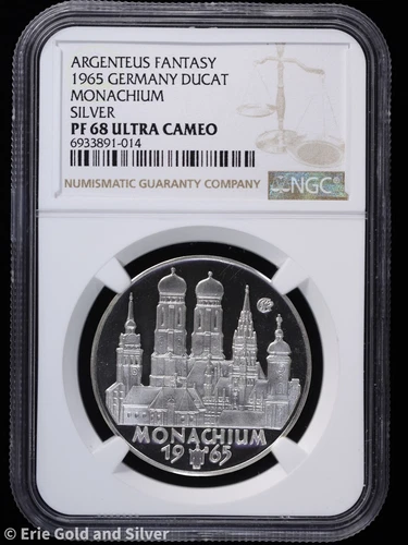 1965 Fantasy Germany Silver Ducat Proof Monachium NGC PF 68 Ultra Cameo