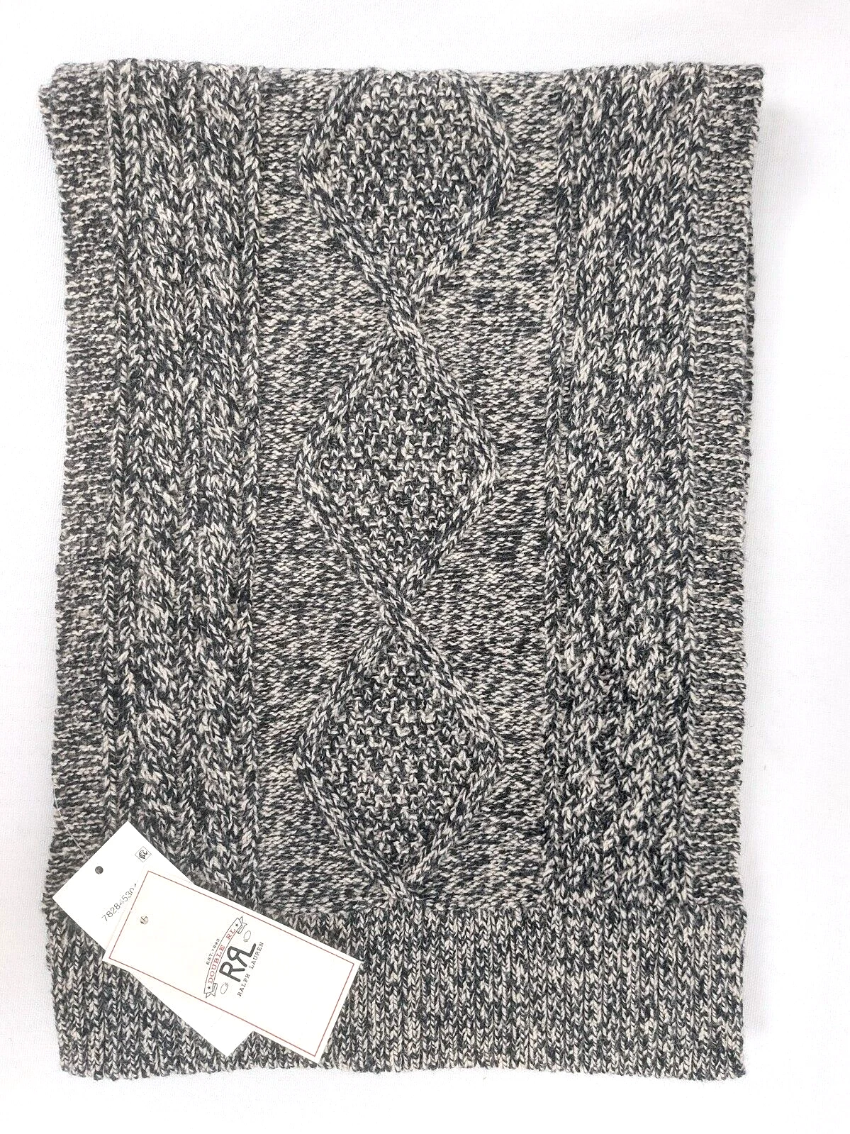 Ralph Lauren RRL Black Melange Knit Wool Blend Rectangular Scarf NWT