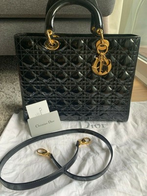 black patent lady dior bag
