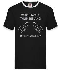 2 Thumbs And Is Engaged Thumbs Up - Mens Ringer - Fiancee Engagement Wedding