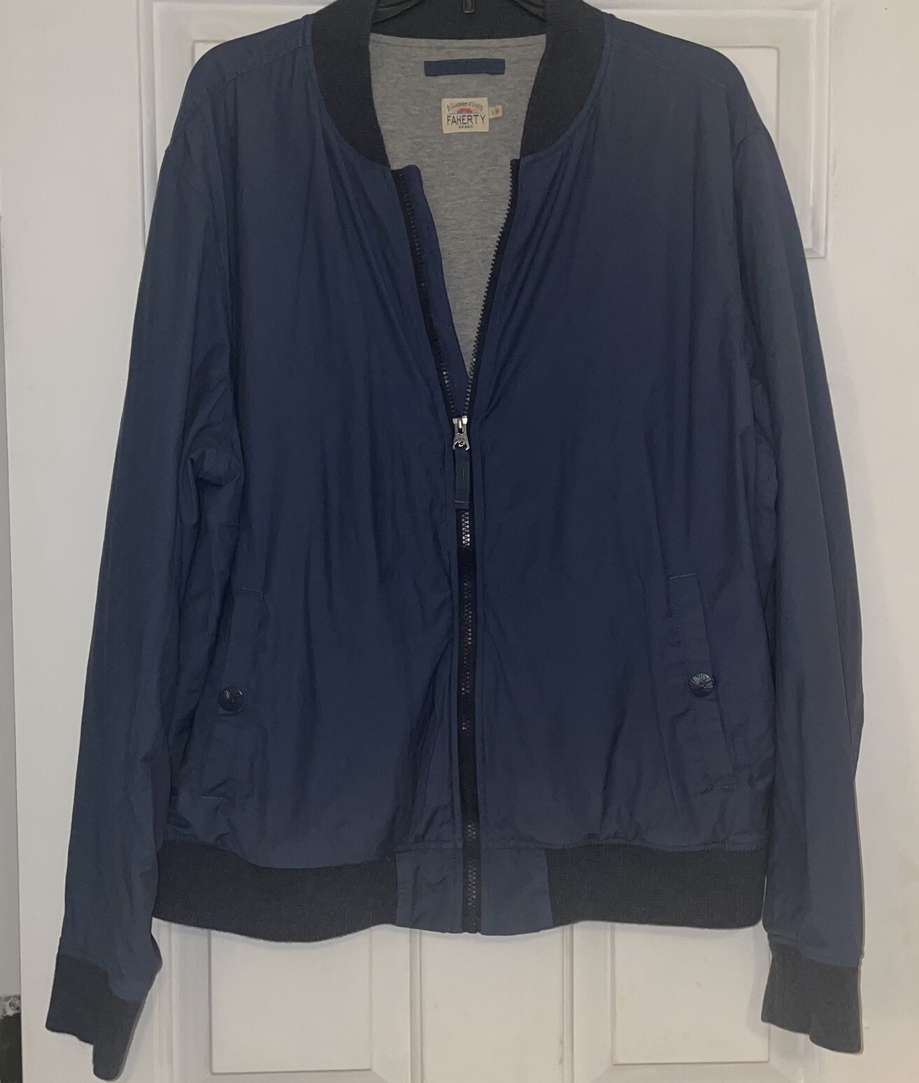 Faherty Bomber Jacket Men Large Blue Gray Full Zip - image 1