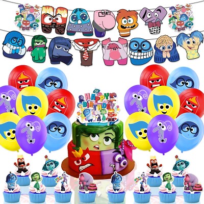 Inside Out Birthday Party Supplies Set Balloon Banner Cake Toppers US Stock