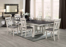 NEW Modern 66"-94" Extendable Dining Table Rustic Chalk Gray Chairs Bench Server