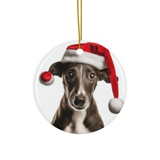 Hanging Ceramic Christmas Tree Ornament - Greyhound Puppy Design