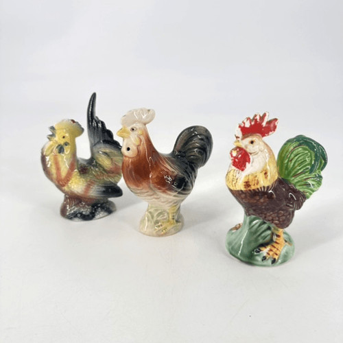 Vintage Rooster & Hen Salt & Pepper Shakers plus bonus Made in Japan