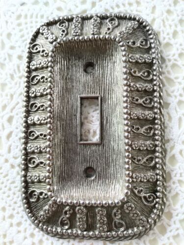 Vintage Silver Colored Metal Light Switch Plate Cover 1968 50 T - Picture 1 of 4