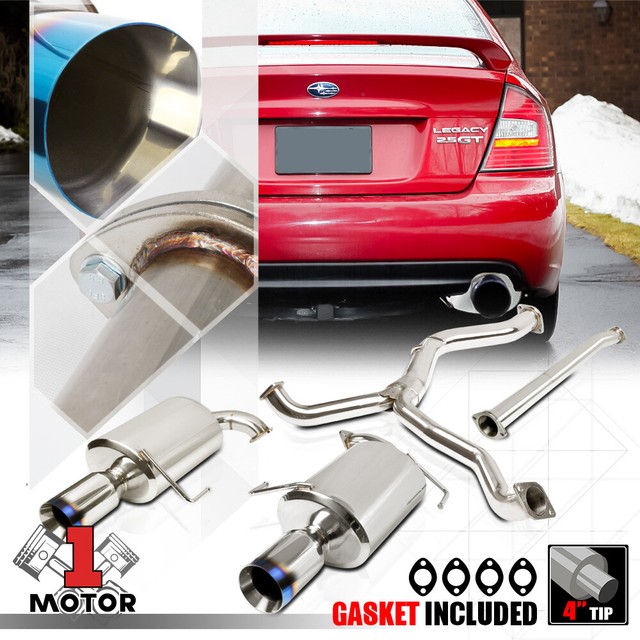 Dual Muffler 4" Burnt Beveled Tip Catback Exhaust System for 0509 Subaru Legacy eBay