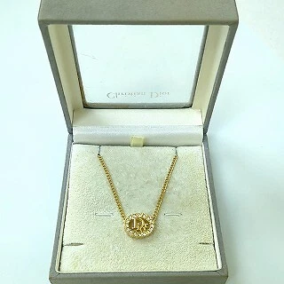 Collana donna Christian Dior logo cristallo strass catena L44 5 cm con scatola