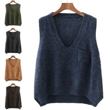 Maglione Senza Maniche In Maglia Per Donne Canotta V-neck Casual