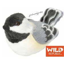 BLACK CAPPED CHICKADEE Audubon REAL BIRD CALL WILD REPUBLIC PLUSH STUFFED ANIMAL
