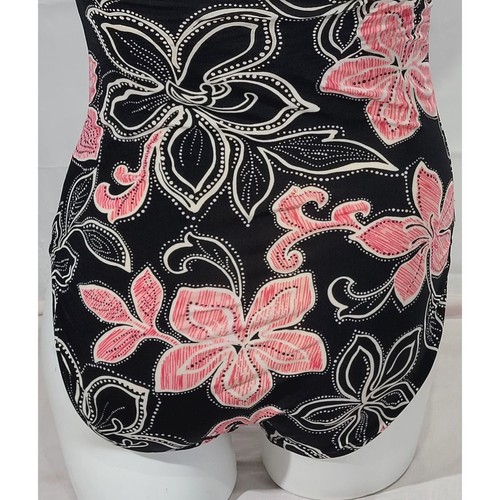 Catalina Womens Black Pink Floral Print Halter One-Piece Swimsuit Size S - Picture 8 of 9