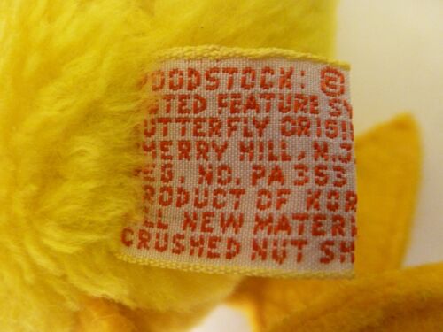 Vintage WOODSTOCK Charlie Brown Peanuts Gang plush 1972 Nut Shell Filled 8" - Picture 3 of 4