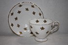 Tuscan Fine Bone China Footed Copper Roses teacup and saucer — photo 1