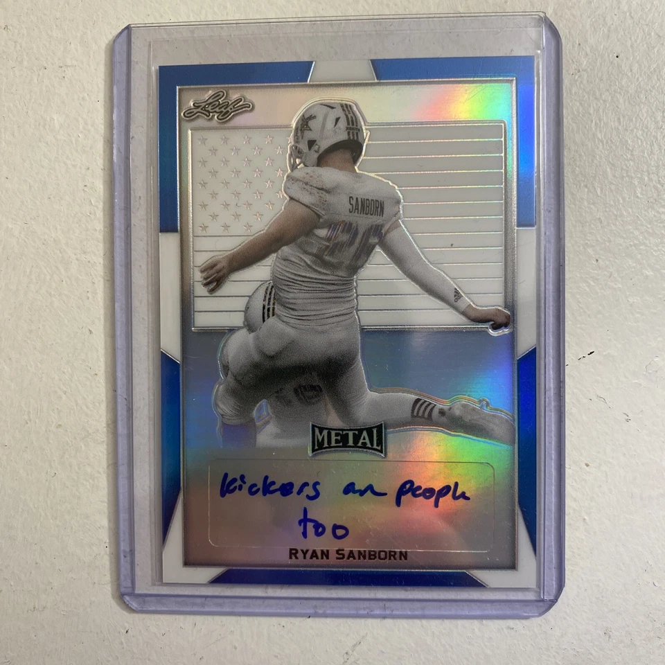 2019 Leaf All American Bowl Ryan Sanborn #7/12 Blue AUTO Kickers Are People Too - Image 2 of 2
