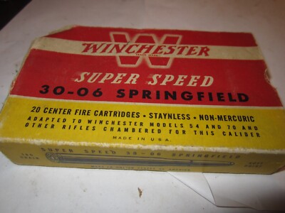 Vintage Winchester Super Speed Ammo Cardboard Box 30 06 springfield w ...