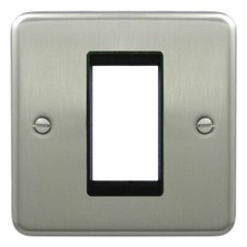 Deta 1969SCB Euromodule Plate 1 Gang 1 Module Satin Chrome / Black Insert