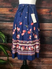 Herman Geist Skirt Size 8 (Small) Midi Floral Pleated US Made Vintage READ