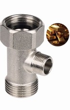 Metal Brass T Adapter Valve 3 Way 7/8 7/8 1/2 Connector US For Toilet Bidet