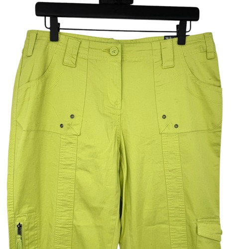Y2K Style & Co. Cargo Capri Pants Sz 10P Lime Green Chartreuse Crop Utility NWT - Picture 2 of 8