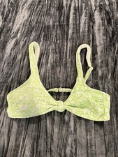 Green and White Patterned Bikini Top Size L