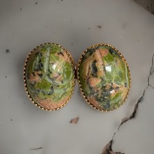 Vintage Gold Filled Burt Cassell Stone Scarab Cufflinks .65”