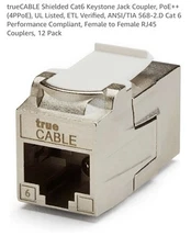 True Cable Shielded Cat6 Keystone Jack Coupler - 12 Pack