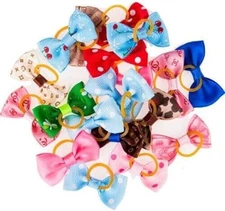 BWESOO 20Pcs/Set Colorful Assorted Pet Cat Dog Hair Bows with Rubber 