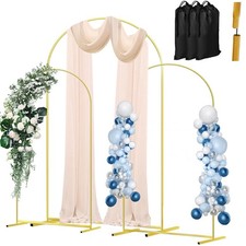 3 Pack Wedding Arch Backdrop Stand, Gold Metal Balloon Arch Stand Set of 3 7...
