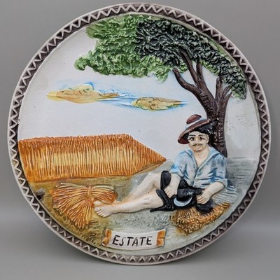 Il Falco Vintage Hand Painted Ceramic Italian Estate Decorative Plate 8''