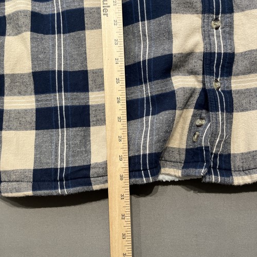 David Taylor Shirt Mens Large Blue Tan Sherpa Lined Shacket Lumberjack Warm Top - Picture 10 of 10