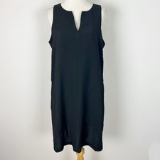 NEW Banana Republic Lightweight Crinkly Shift Dress Black Minimalist Size Large