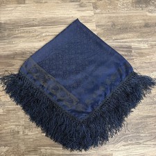 Elegant Navy Blue Fringe Scarf Shawl