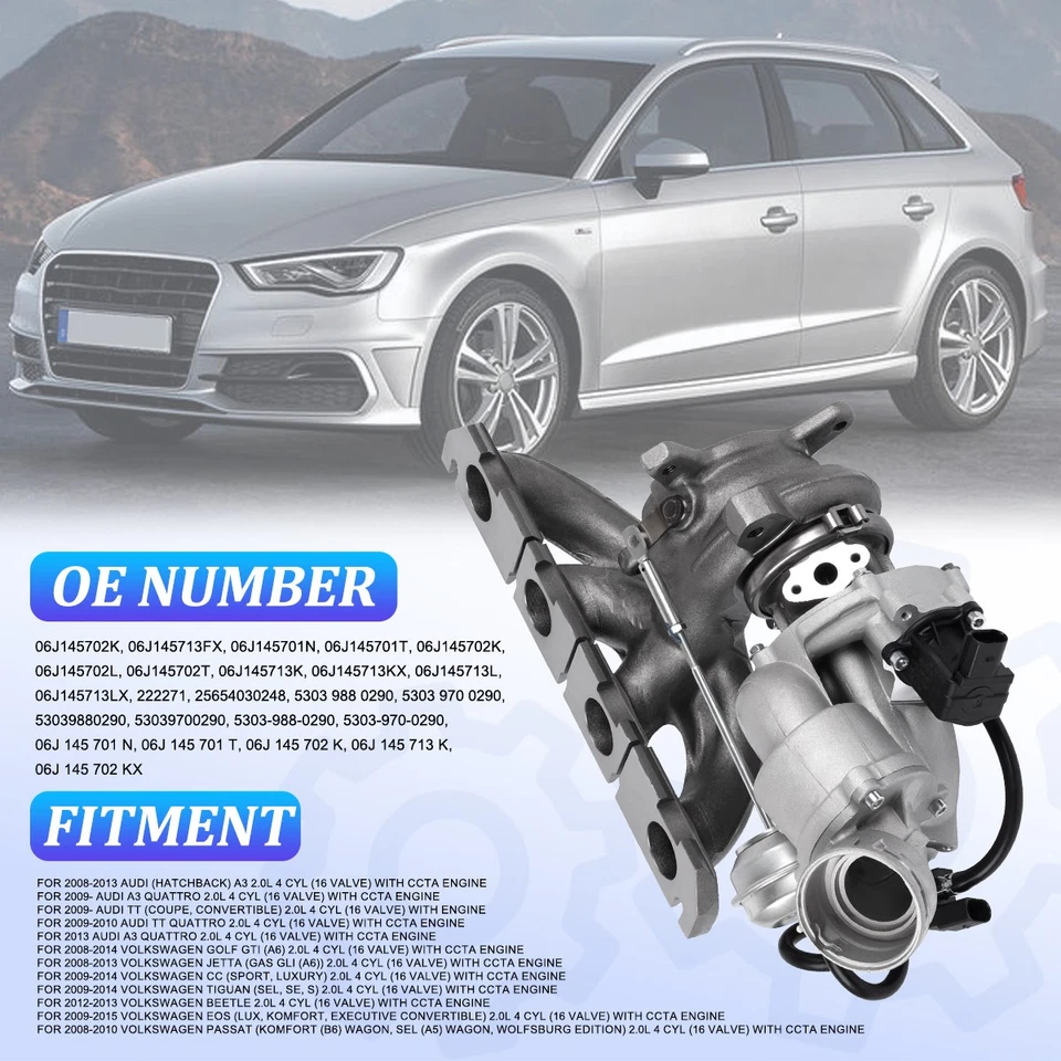 Turbo Turbocharger CCTA For VW Volkswagen Tiguan Eos Golf GTI Jetta Audi 2.0L - Изображение 4 из 4