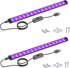 2 Pack 10W LED Black Light Bar, 1Ft, USB Blacklight Tube, Blacklight Bars with S