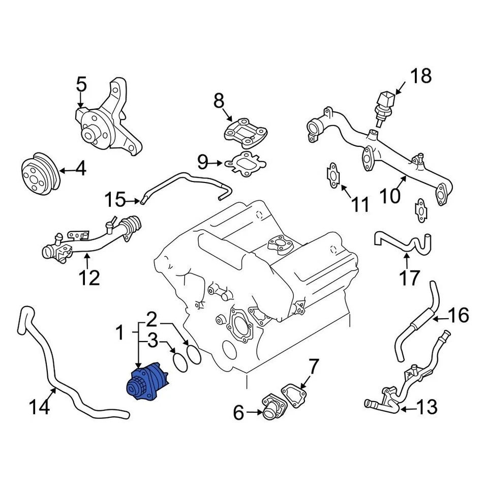 For Infiniti G35 2003-2007 Infiniti B1010AL50B Engine Water Pump Foto 3 de 4