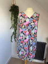 NEXT SIZE 16 SLIGHTLY A LINE SLEEVELESS SUMMER DRESS FLORAL PRINT POCKETS