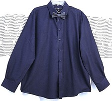 Society of Threads Men Dress Shirt navy-blue  Bow tie, Dots 18-18 1/2 35-36 XXL