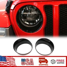 Black Front Lamp Cover Headlight Trim Frame Accessories For Jeep Wrangler 2018+