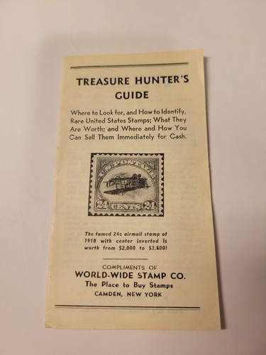 Vintage 1939 Treasure Hunter's Guide Booklet World Wide Stamp Co./ Stamp Collect