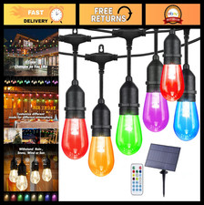 24FT RGB Outdoor String Lights, Dimmable Color Changing Waterproof LED Patio
