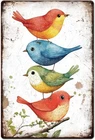 Cute Watercolor Birds Tin Metal Signs Animals Birds Branch Vintage Pai 8x12 Inch