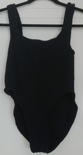 Hunza G Black Domino Crinkle One Piece Swimsuit RRP - 349