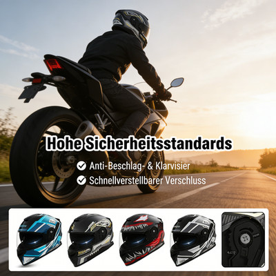 Mit Visier Klapphelm Sturzhelm Integralhelm Rollerhelm Motorradhelm 54-61CM