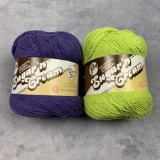 Lily Sugar'n Cream Yarn Solids Super Size Dark Orchid/Hot Green 4oz 190 yards ea