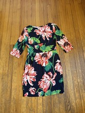 Stella McCartney Dress Womens 42 Navy Floral Sheath Party Cocktail 3/4 Sleeve