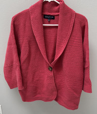 JONES NEW YORK SIGNATURE WOMAN'S 1 BUTTON CARDIGAN 100 COMBED COTTON NMS 14